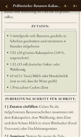 Die Zutatenliste mit Gramm- und Milliliterangaben